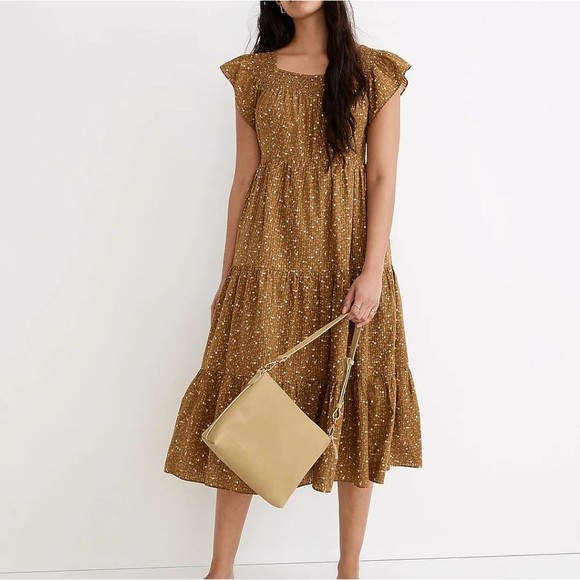 Madewell Ruffle-Sleeve Tiered Midi Dress in Daisy Stitch - Picture 8 of 10